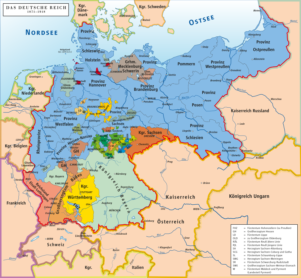Карта на Германския райх, 1871-1918 г.